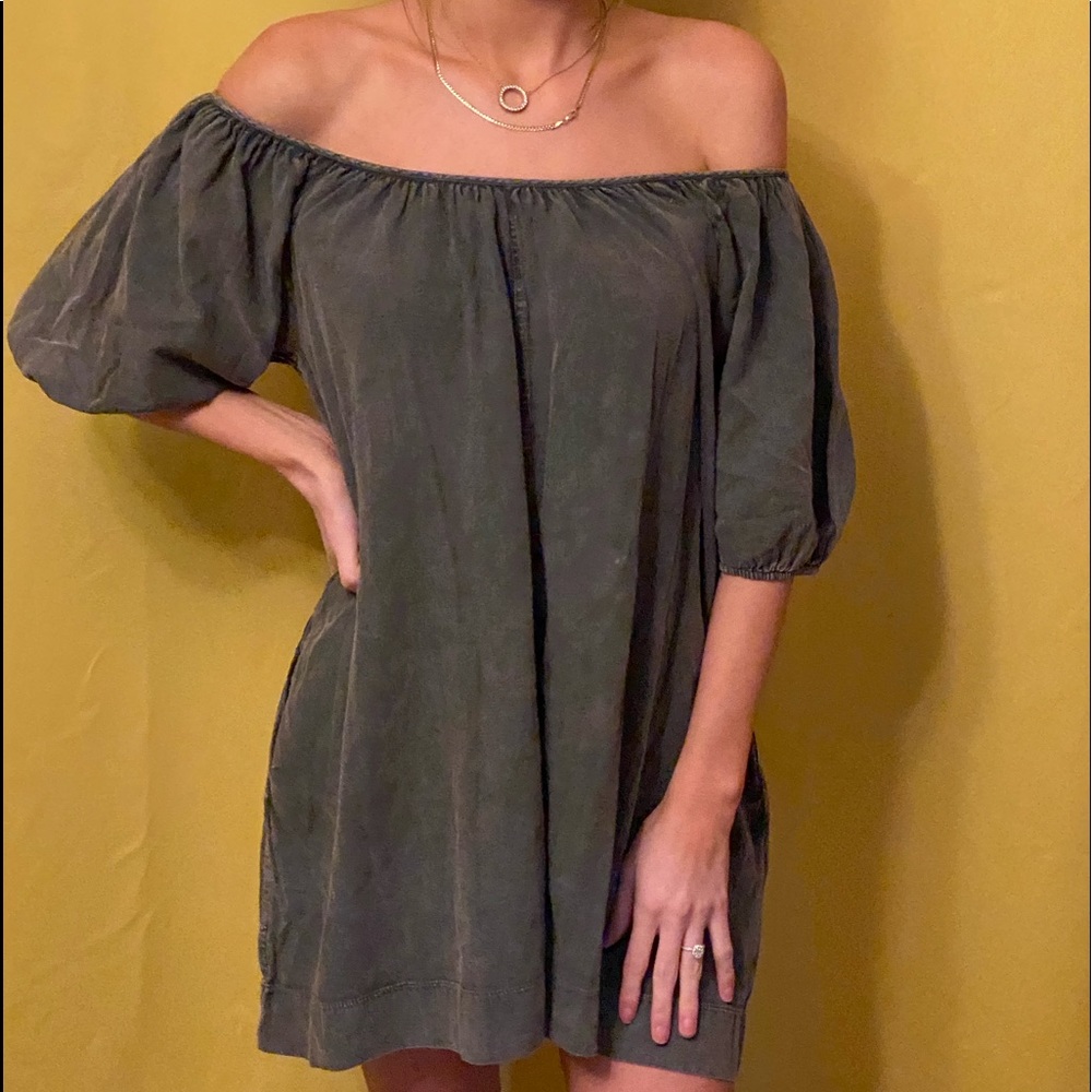 Relaxed off the shoulder mini dress